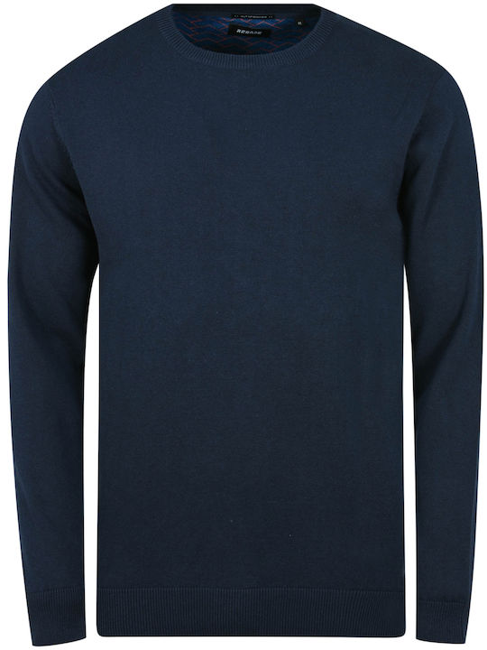 Double Men's Long Sleeve Sweater Navy Blue