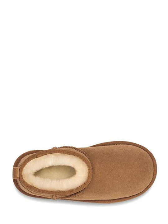 Classic Ultra Mini Suede Kids Boots Brown
