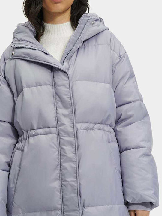 Keeley Women's Long Puffer Jacket Waterproof for Winter with Hood Cloudy Grey