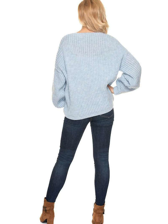 PeeKaBoo Women's Knitted Cardigan with Buttons Light Blue