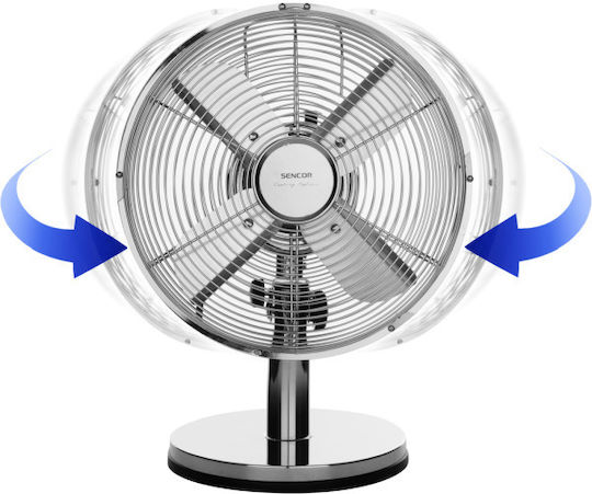 Sencor Επιτραπέζιος Ανεμιστήρας 30W Διαμέτρου 25cm Ασημί