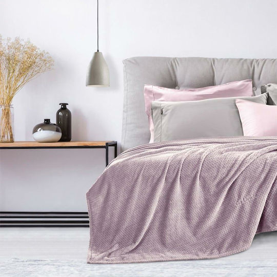 Guy Laroche Rombus Fleece Blanket Single 160x220cm Lilac