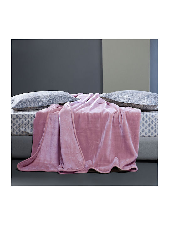 Kentia Notte Decke Samt Einzel 160x240cm. 14 Dusty Pink