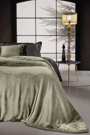 Guy Laroche Велвет Задайте Одеяло Полар Единично 160x220см Хаки