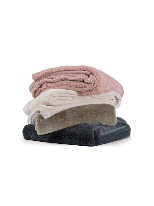 Nef-Nef Homeware Warmer Furry Blanket Super Double 240x220cm Ecru