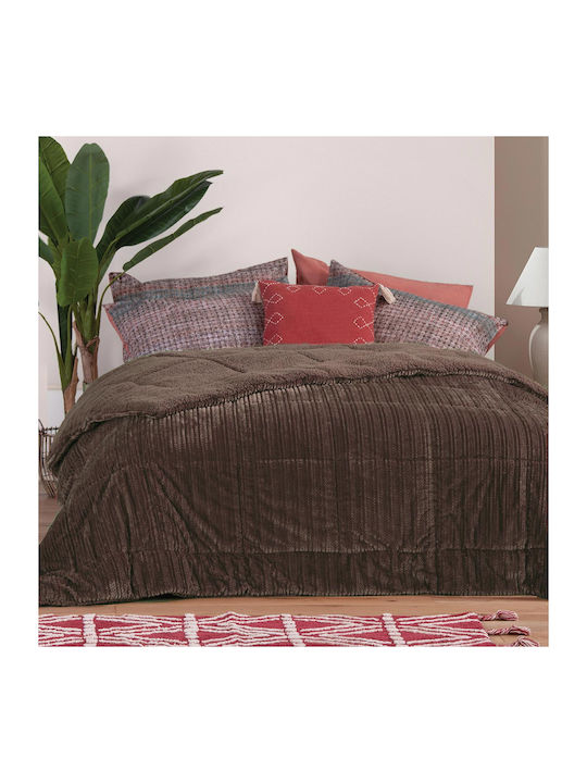 Nef-Nef Homeware Duvet Cover with Hollowfiber Filling Single 160x220cm Redict 23 Taupe 031793