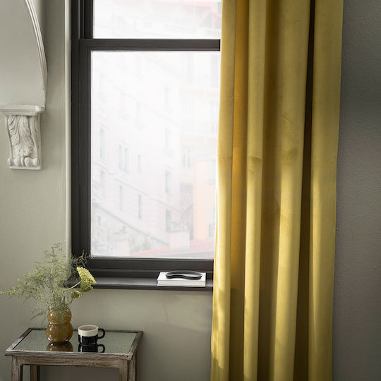 Gofis Home Κουρτίνα με Τρουκς Winter 37 Champagne Green 140x280εκ.
