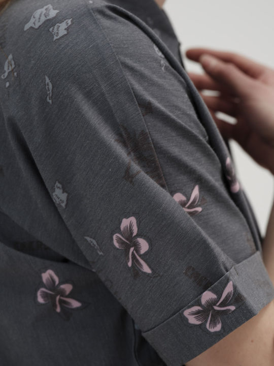 Κοντομάνικο Γυναικείο Πουκάμισο Ebony Floral