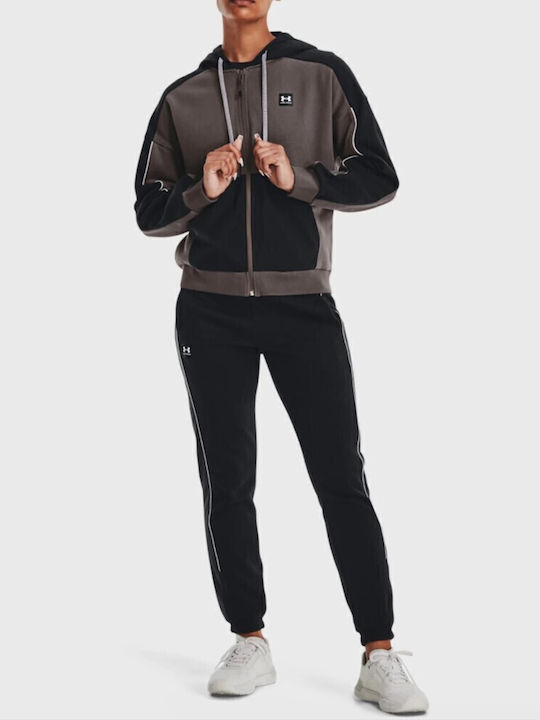 Ua Rival+ Παντελόνι Φόρμας με Λάστιχο Fleece Μαύρο