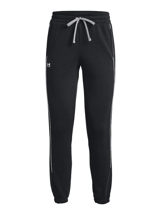 Ua Rival+ Παντελόνι Φόρμας με Λάστιχο Fleece Μαύρο