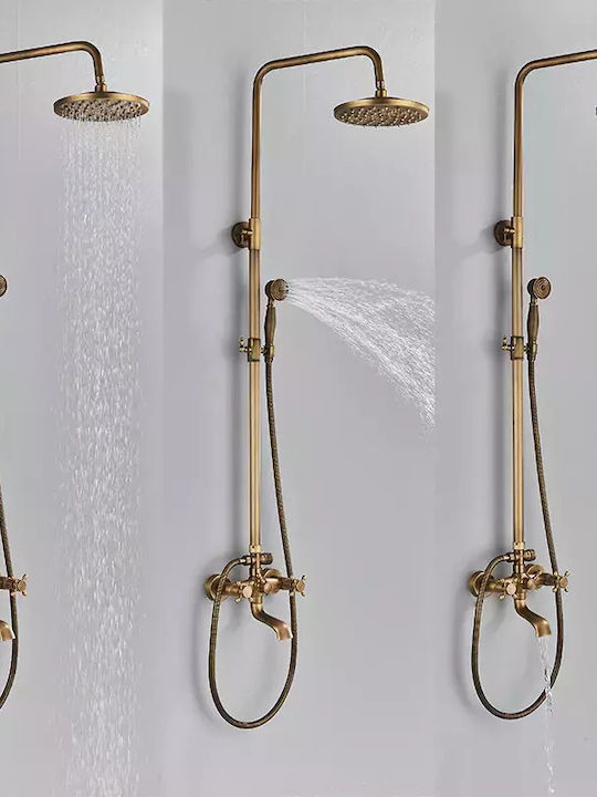POLY-81-7 Shower Column with Bathtub Mixer Gold