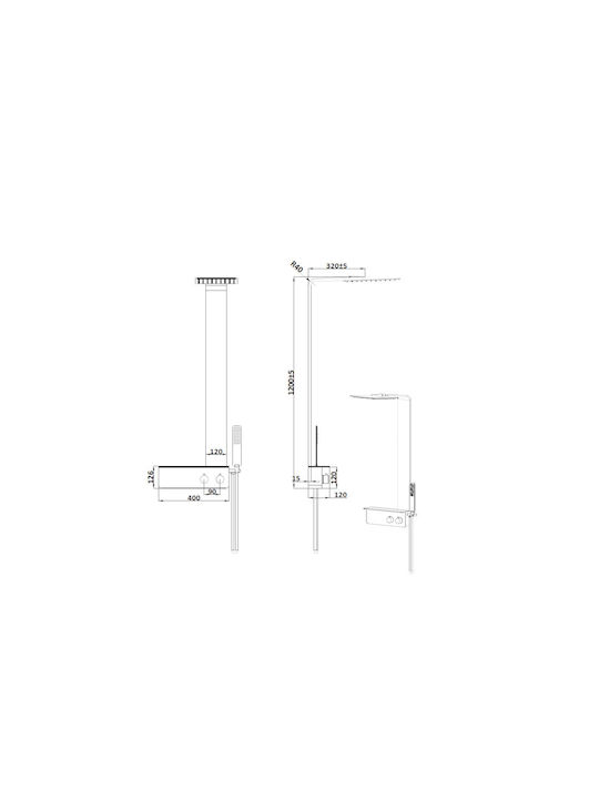 Sparke Folice Shower Column without Mixer 120cm White