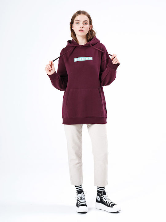 Long Women's Sweatshirt Hooded Wine