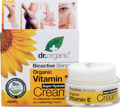 Dr.Organic Vitamin E Feuchtigkeitsspendende Creme Körper mit Aloe Vera für trockene Haut 50ml