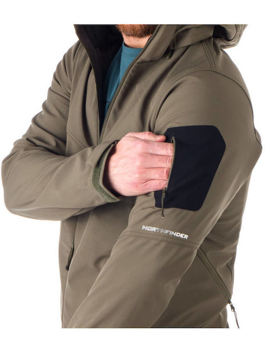 Χειμωνιάτικο Μπουφάν Softshell Αδιάβροχο και Αντιανεμικό Χακί
