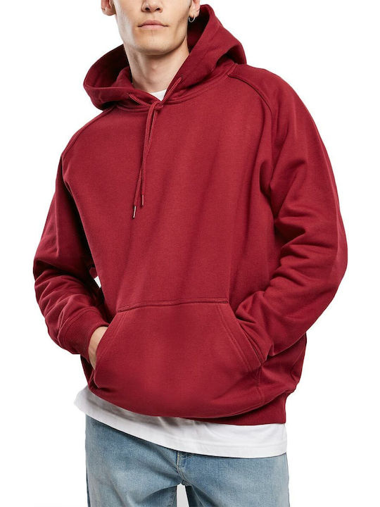 Urban Classics TB014 Men's Sweatshirt with Hood and Pockets Burgundy