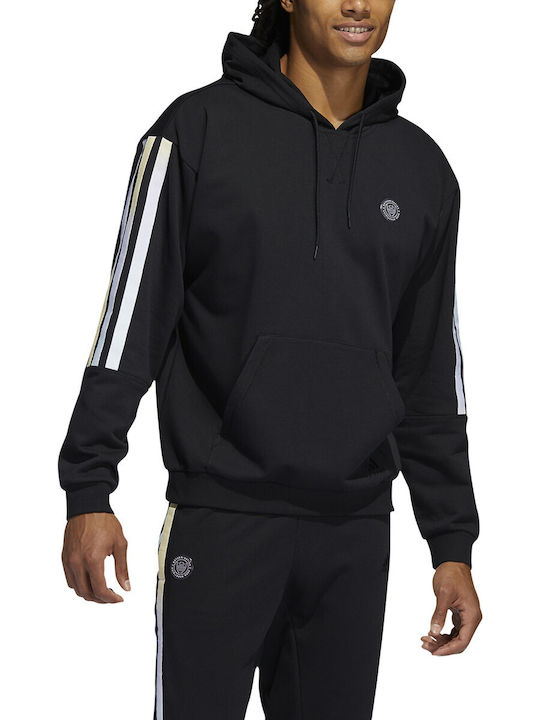 Adidas Donovan Mitchell Men's Sweatshirt with Hood and Pockets Black