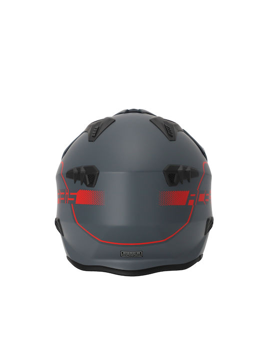 Acerbis Aria Grey/Red Motorcycle Helmet Jet ECE 22.06 1200gr with Sunvisor