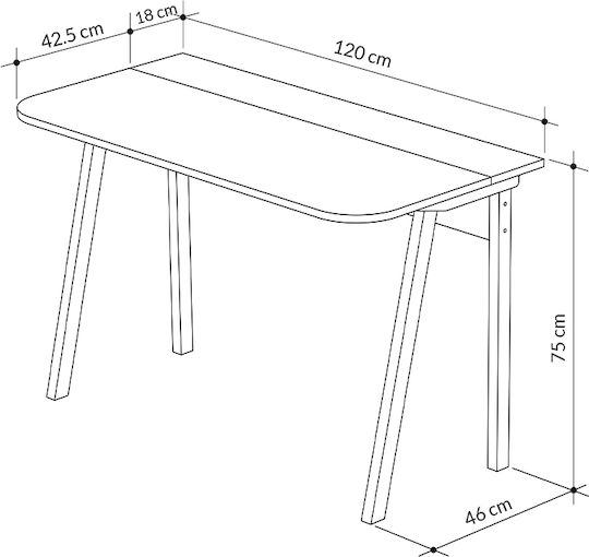 Birou Luton Din Lemn Gri / Alb 120x60x75 cm