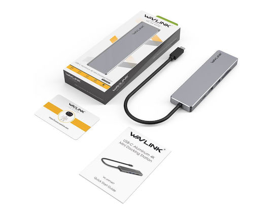 Wavlink USB-C Docking Station με HDMI 4K PD Ασημί (WL-UHP3407)