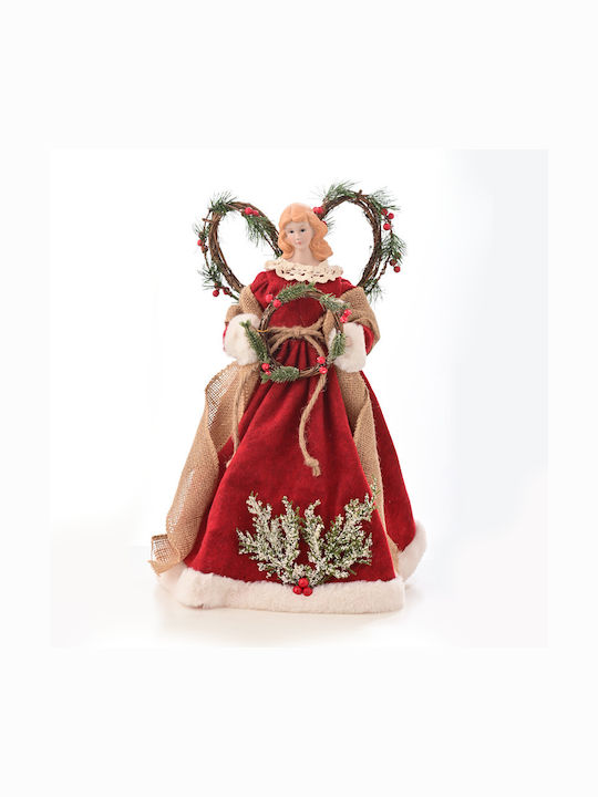 Aca Christmas Fabric Cherub Figure Red 40x12cm