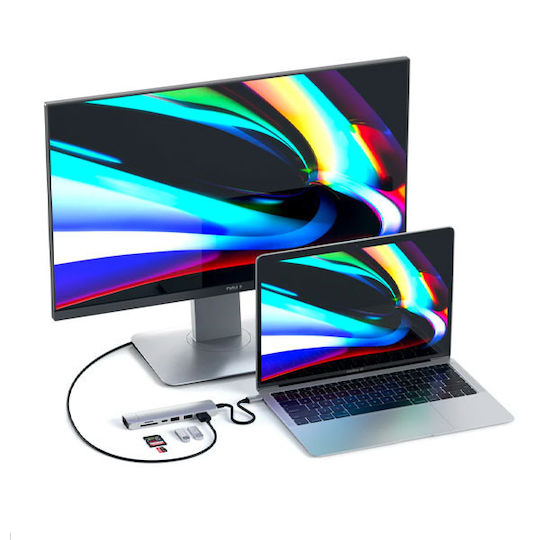 Satechi Slim Multi-Port USB-C Stație de andocare cu HDMI 4K PD Ethernet Argintiu