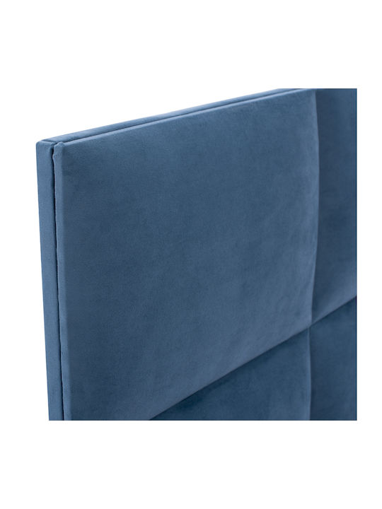 Milo Single Bed Upholstered with Blue Velvet for 90x200cm Mattress