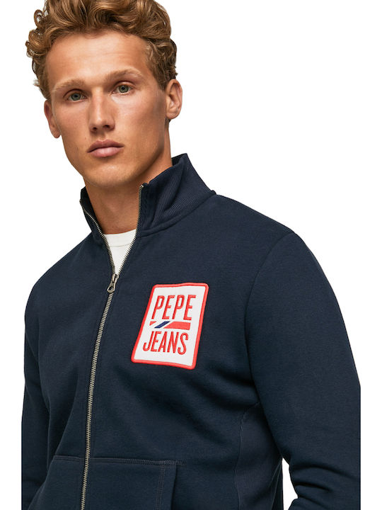 Pepe Jeans Prescott Men's Sweatshirt Jacket with Pockets Navy Blue