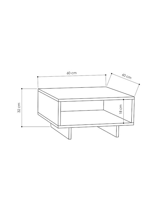 Quadratischer Zentraler Kaffeetisch Hola Holz Anthrazit M60xL60xH32cm GP037-0016 1
