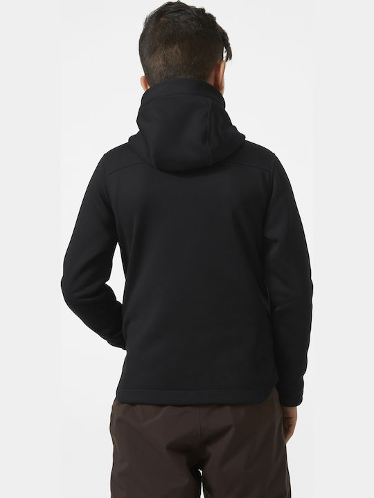 Kinderstrickjacke Fleece mit Kapuze Schwarz