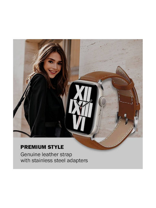 Crong Noble Band Curea Piele Mokka (Apple Watch 44/45/46mm/Ultra 49mm) CRG-44NOB-MKA