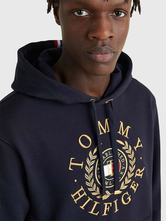 Tommy Hilfiger Ανδρικό Φούτερ με Κουκούλα και Τσέπες Navy Μπλε