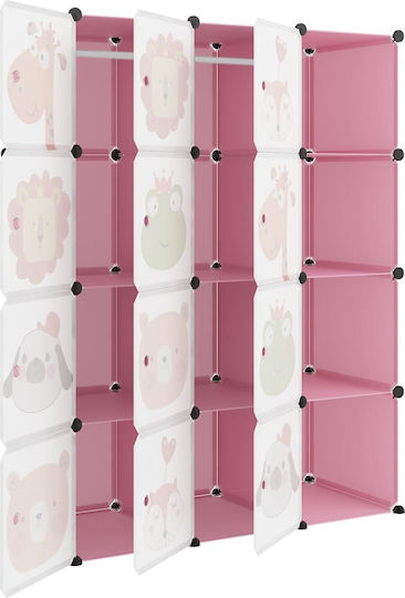 vidaXL Spielzeug Aufbewahrungssystem aus Kunststoff Rosa 110x46.5x144cm 12Stück