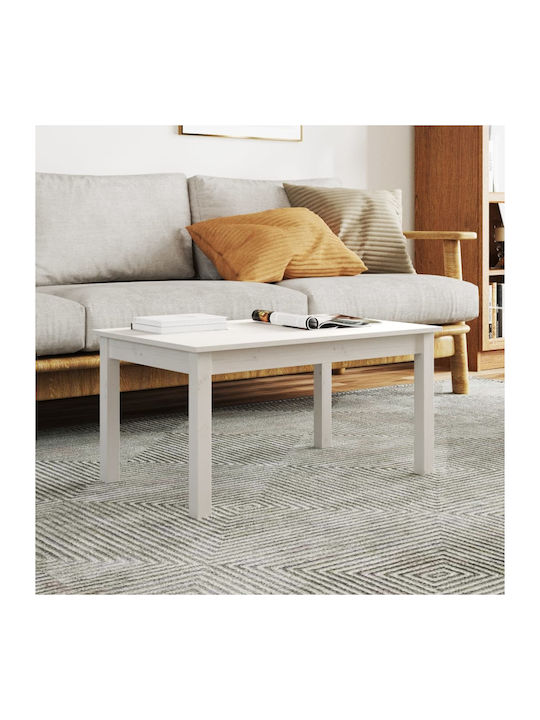 Rectangular Coffee Table from Solid Wood White L80xW50xH40cm.