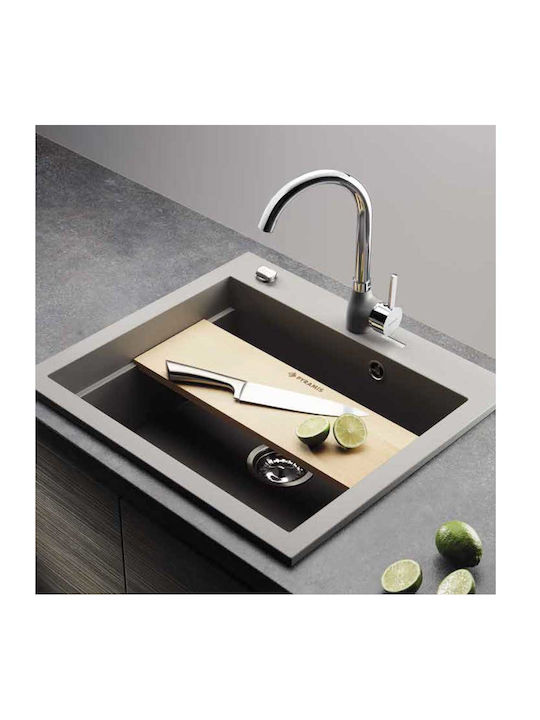 Pyramis Siros 1B 070201301 Drop-In Мивка от Синтетичен Гранит Ш57xД51.5см Graphite Carbon