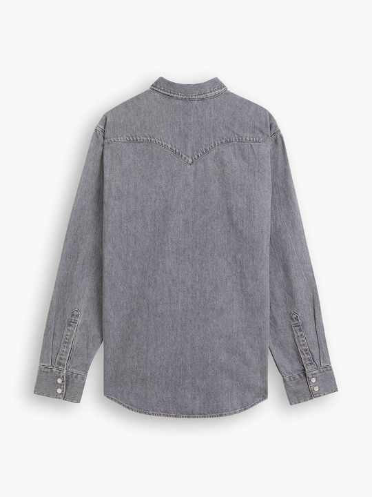Barstow Western Standard Men's Shirt Long Sleeve Denim Gray