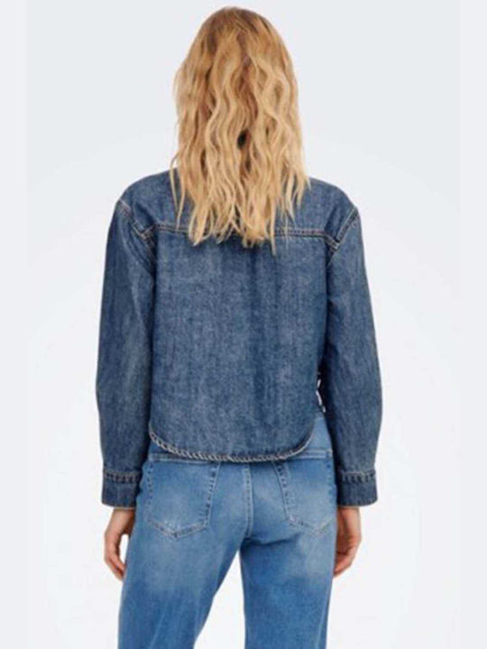 Only Women's Short Jean Jacket for Spring or Autumn Medium Blue Denim