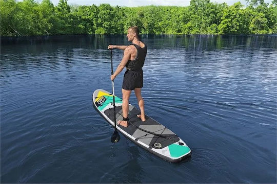 Bestway Hydroforce Aqua Wander Traveltech Aufblasbar SUP Board mit Länge 3.05m Türkis
