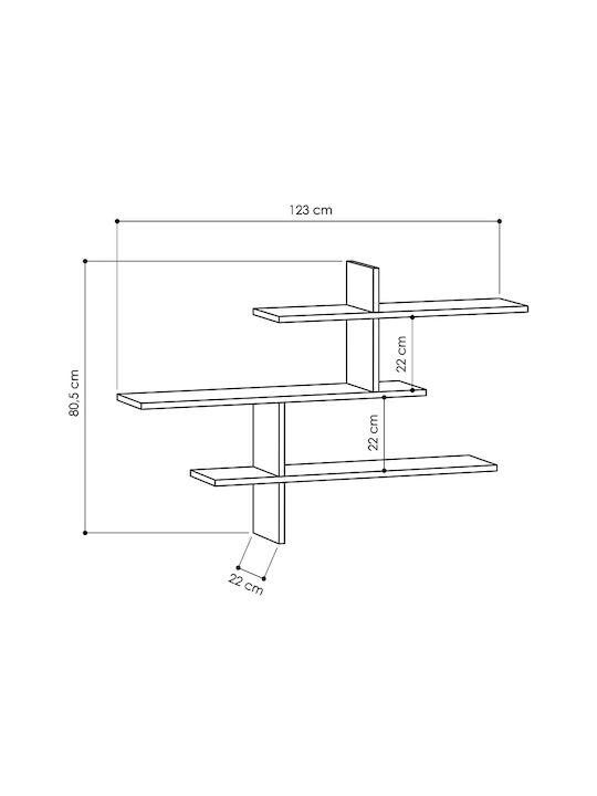 Shelf Wall Hermes Charcoal 123x22x80cm