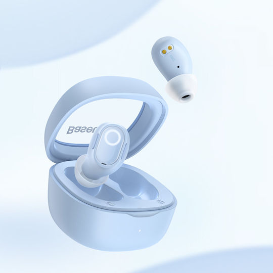 Baseus Bowie WM02 In-ear Bluetooth Handsfree Ακουστικά με Θήκη Φόρτισης Μπλε
