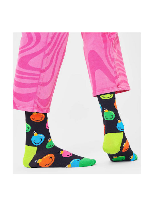 Happy Socks Jingle Smiley Ανδρικές Χριστουγεννιάτικες Κάλτσες Μαύρες 1 Pack