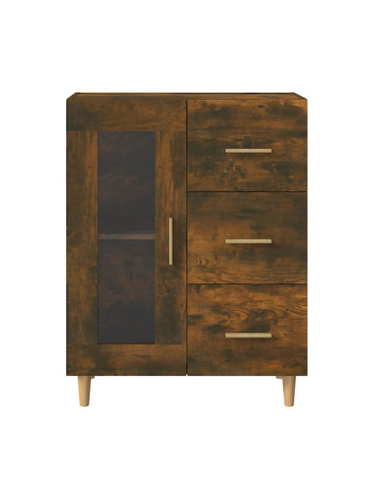 Wall Living Room Display Cabinet made of Particleboard with Glass Brown 69.5x34x90cm