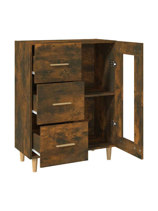 Wall Living Room Display Cabinet made of Particleboard with Glass Brown 69.5x34x90cm