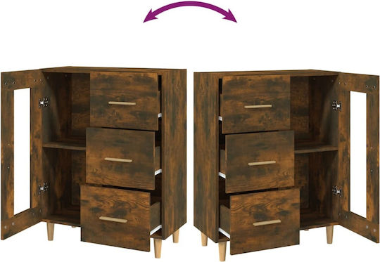 Wall Living Room Display Cabinet made of Particleboard with Glass Brown 69.5x34x90cm