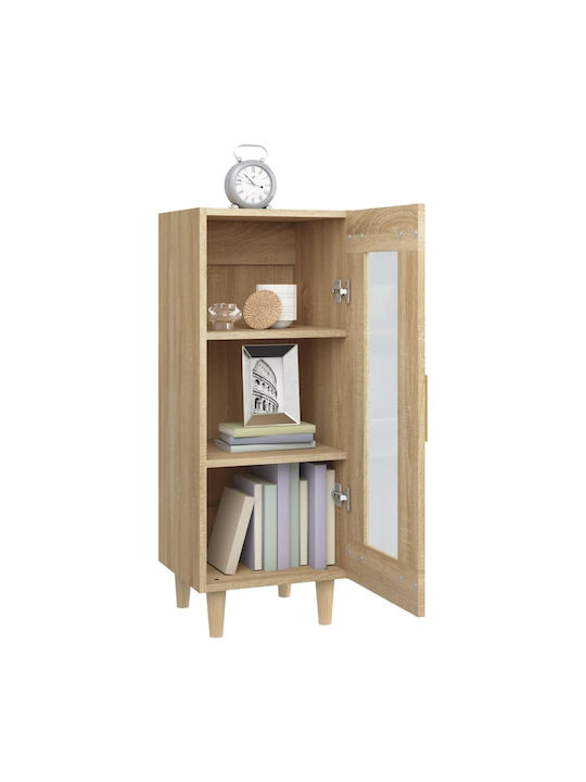 Wall Living Room Display Cabinet made of Particleboard with Glass Beige 34.5x34x90cm