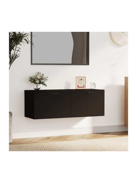 Cabinet Wall Black Velvet-Black Metal 100x36.5x35cm