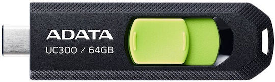 Adata UC300 64GB USB 3.2 Stick με σύνδεση USB-C Μαύρο