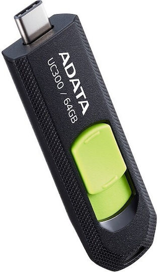 Adata UC300 64GB USB 3.2 Stick με σύνδεση USB-C Μαύρο