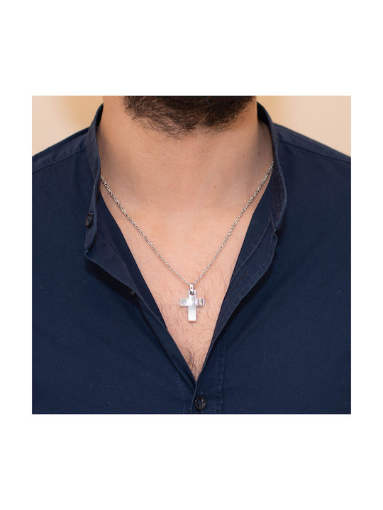 Skaras Jewels Men's White Gold Cross 18K