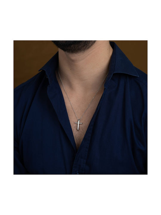 Triantos Herren Weißgold Kreuz 14K